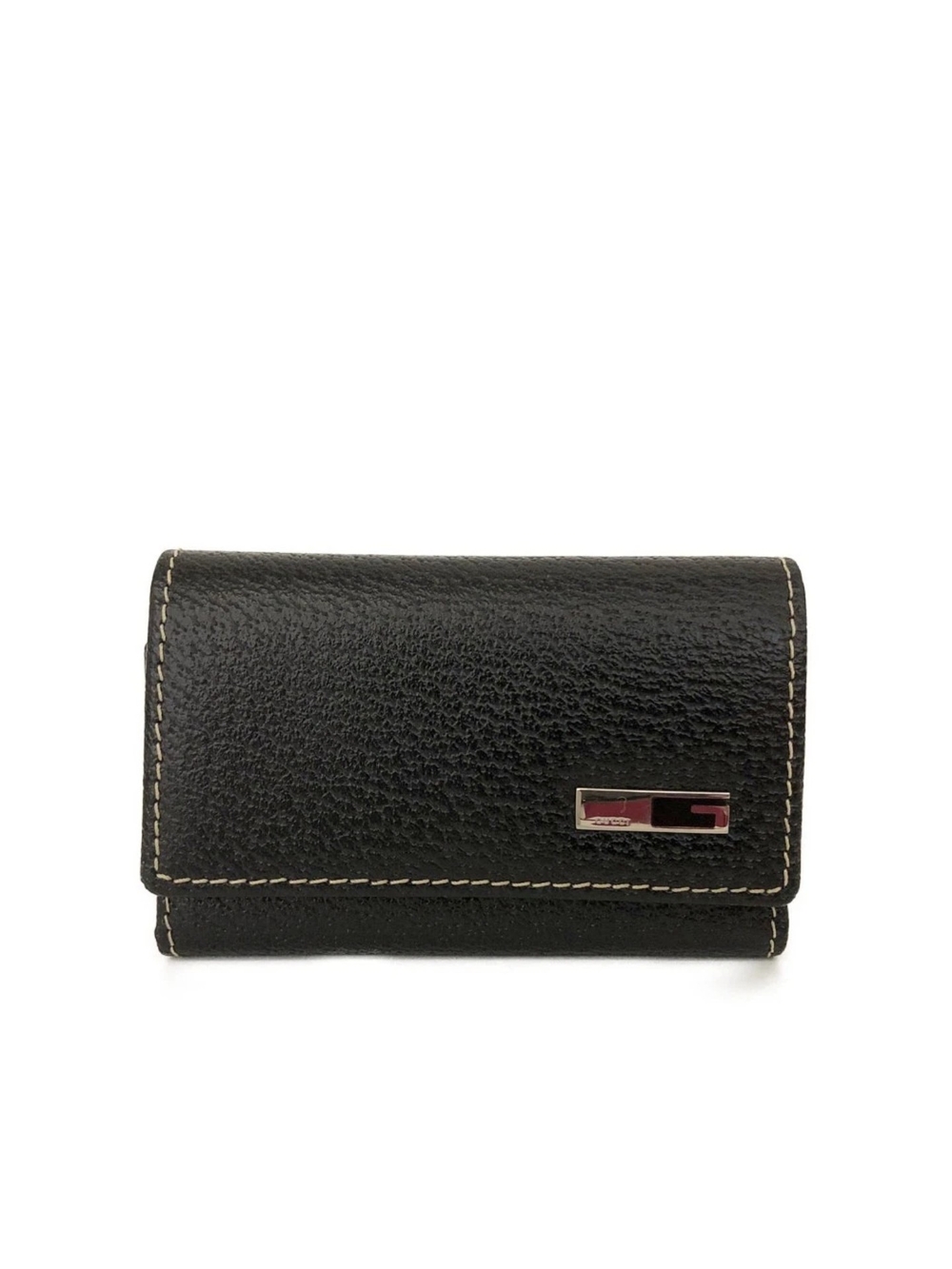 Black 6 Key Ring Case Black Leather w/silver hardware
